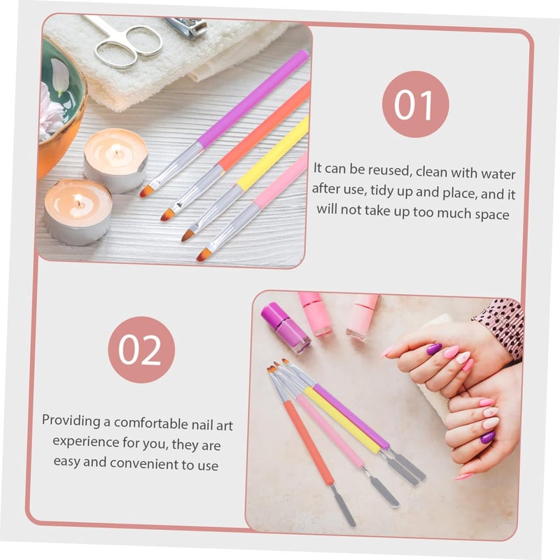 4Pcs Double Ended Nail Art Pens Set For Smooth Manicure Application Home Salon Use - Image 3
